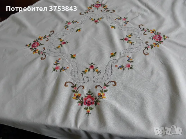 Покривка фина ръчна бродерия, снимка 4 - Покривки за маси - 48333060