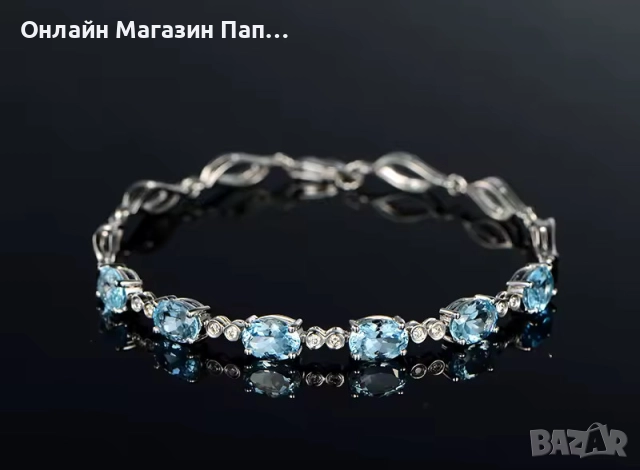 Andara сребърна гривна 925 със синтетични сапфири, снимка 4 - Гривни - 52448989