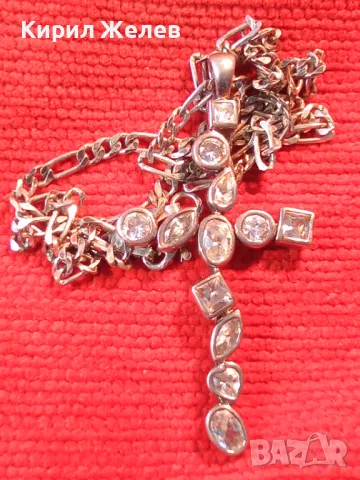 СКЪПОЦЕНЕН СРЕБЪРЕН КРЪСТ със СРЕБЪРНА ВЕРИЖКА РОДИРАНО СРЕБРО 925 C-Z с ЛАБОРАТОРЕН МОЙСАНИТ 41842, снимка 16 - Колиета, медальони, синджири - 49328506