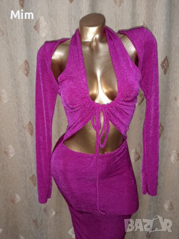 S/ M Цикламова дълга рокля, снимка 6 - Рокли - 40364458