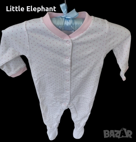 Цяла пижамка ромпърче за момиченце на 12-18 мес малки точки,розови,колекция"Points",Англия/нова