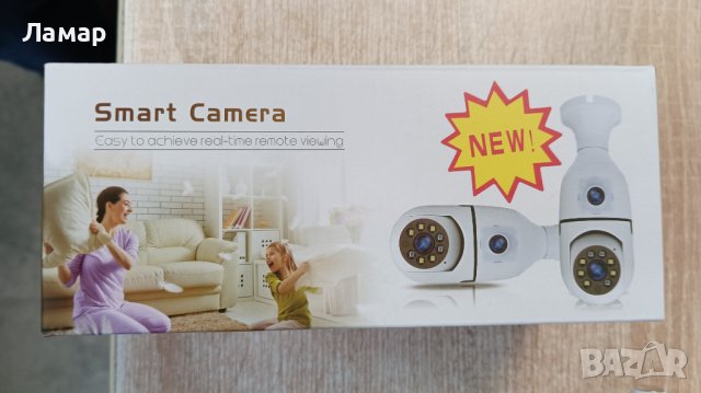 WiFi безжична въртяща се двойна IP камера за фасунга тип крушка лампа FULL-HD 1080P нощно виждане, снимка 3 - IP камери - 44051138