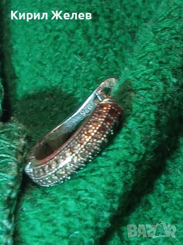 СКЪПОЦЕННА СРЕБЪРНА АНГЛИЙСКА ОБЕЦА СРЕБРО 925 с ФАСЕТИРАНИ ИСКРЯЩИ ЦИРКОНЧЕТА 40150