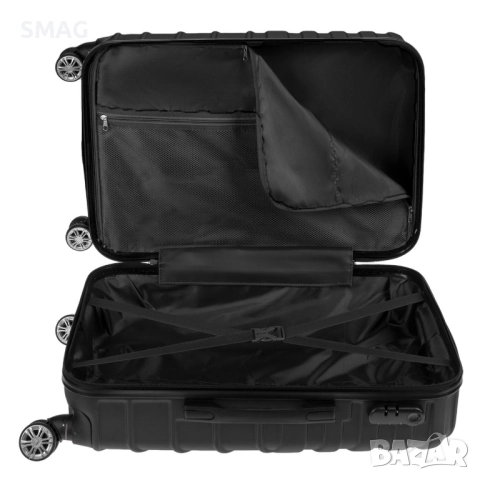 Куфар за пътуване с колелца 35л, черен_1233322, снимка 3 - Куфари - 52188345