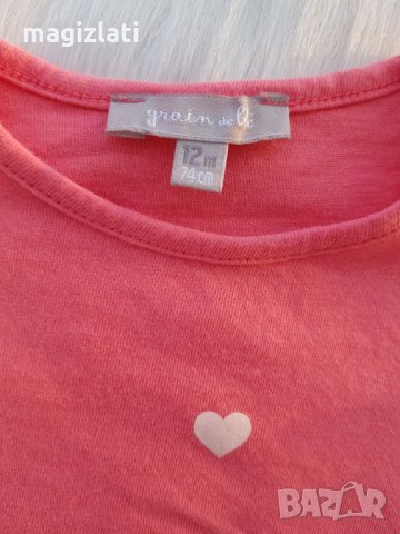 Къси дънкови панталони и тениска 9-12 месеца, снимка 5 - Панталони и долнища за бебе - 32426321