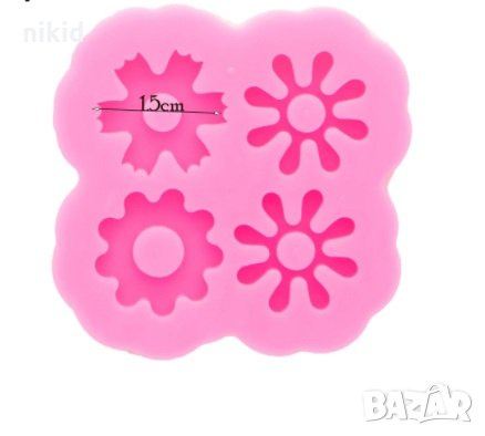 малко Цвете зъбно колело обеца петно силиконов молд форма фондан шоколад бижу смола, снимка 2 - Форми - 32756000