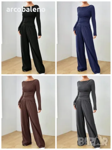 Модерен дамски комплект от две части, 4цвята 