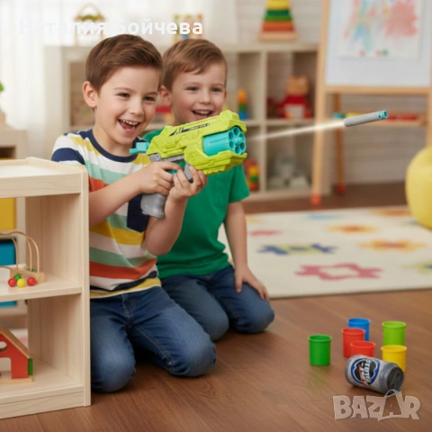 Пистолет с меки куршуми и мишени – забавна коледна играчка за активна игра, снимка 2 - Други - 53380649