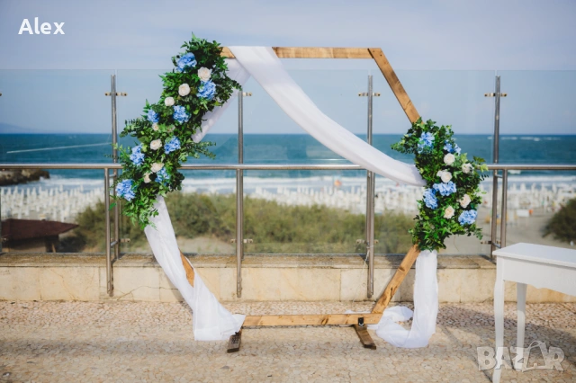 Дървени бохо сватбени арки под наем, снимка 12 - Други - 40272531