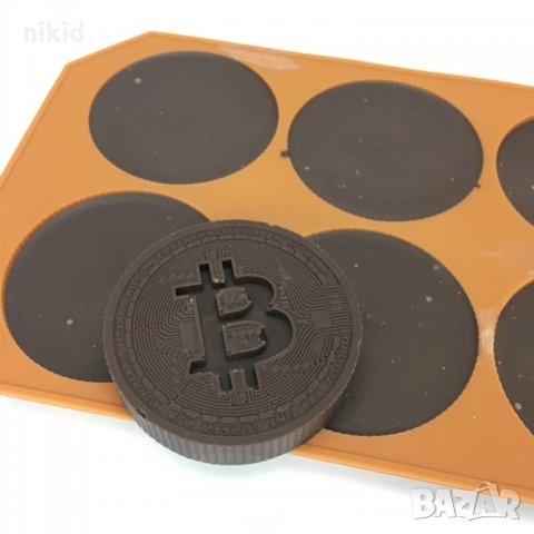 Bitcoin Биткойн монети дълбок силиконов молд форма декорация торта фондан шоколад гипс и др, снимка 5 - Форми - 24727905