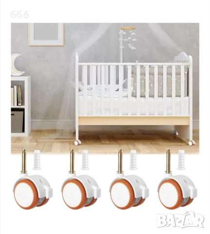 Комплект от 4 въртящи се колела от каучук със спирачка, снимка 5 - Други стоки за дома - 53153707