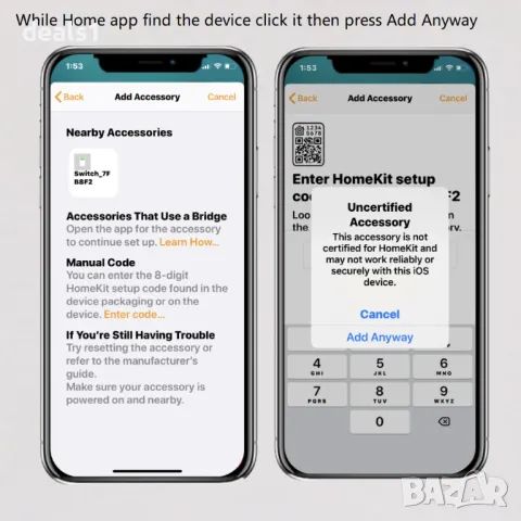 ATHOM Homekit Интелигентен Стенен Превключвател за осветление с два бутона, снимка 4 - Друга електроника - 48053842