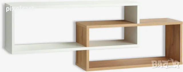 0357 Рафт за стена 2 рафта бяло/цвят дъб, снимка 1