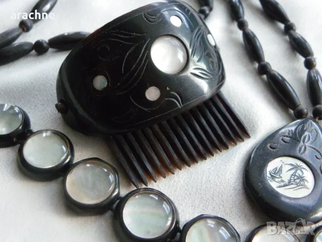 Изключителен индонезийски комплект от рог на воден бивол, снимка 4 - Бижутерийни комплекти - 48599992