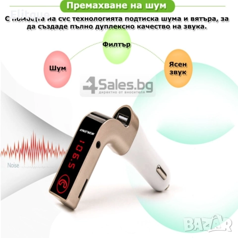 Фм трансмитер за кола  4 в 1 G7 + AUX ( FM, MP3 player, USB hands free) HF3, снимка 15 - Друга електроника - 52716404