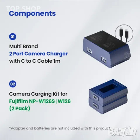 Смарт зарядна станция за до 4 батерии bronine Multi Brand 2 Port Camera Battery Charger, снимка 4 - Батерии, зарядни - 49105995