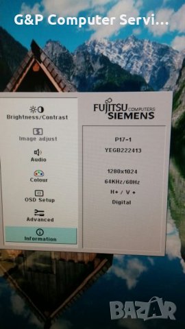 LCD Monitor 17' Fujitsu Siemens P17-1 - Перфектен !!!, снимка 3 - Монитори - 26910008