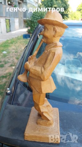 дървена статуетка  музикант , снимка 8 - Антикварни и старинни предмети - 37412938
