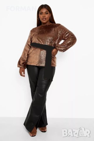 РАЗКОШНА блуза, цялата в пайети, с черно коланче за гръдна обиколка от 148см до 158см., снимка 3 - Блузи с дълъг ръкав и пуловери - 43329569