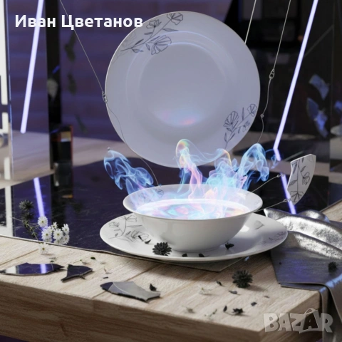 Комплект чинии 24 части с елегантен черен флорален мотив – Изтънченост за всяка трапеза