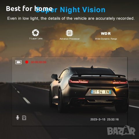 Високоскоростна камера Edospor Dash Cam за автомобили + 64G SD карта, снимка 7 - Аксесоари и консумативи - 43681004