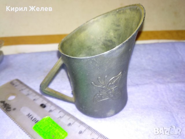 Стара РЯДКА КОЛЕКЦИОНЕРСКА ФЛОРАЛНО ОРНАМЕНТИРАНА ЦИНКОВА ДЕКОРАТИВНА КАНИЧКА / ЧАШКА 42805, снимка 3 - Колекции - 43828028