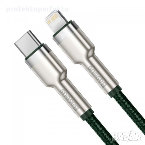 Кабел Type-C lightning BASEUS iPhone, 5A, 20W, 2m, Fast charge – зелен, снимка 2 - USB кабели - 32942239