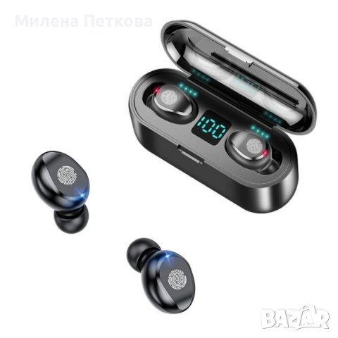 Безжични стерео слушалки F9 TWS Bluetooth,тъч контрол,хендсфри,блутут