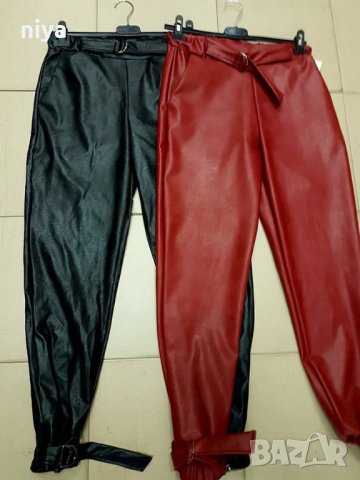 Кожен панталон в червен цвят - (С, М и Л размер), снимка 3 - Панталони - 23763243