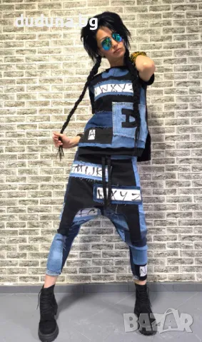 Нов страхотен дамски сет дънкови потури и тениска в стил дудуна!, снимка 3 - Комплекти - 50235559