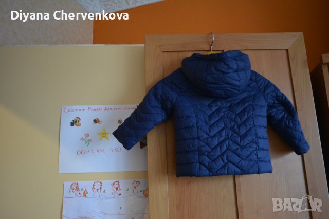 Детско зимно шушляково тъмно синьо яке - момиче, марка Lupilu, снимка 2 - Бебешки якета и елеци - 44046349