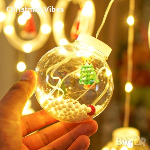 Светещ коледен гирлянд с рингове и малки коледни фигурки , снимка 7 - Други - 52137819