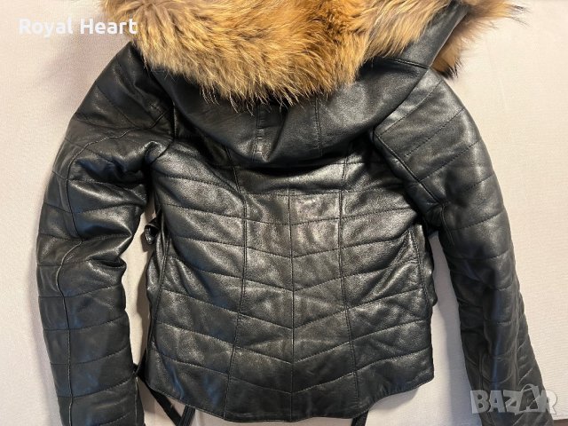 Кожено яке с естествен пух | (S) , снимка 7 - Якета - 43818177