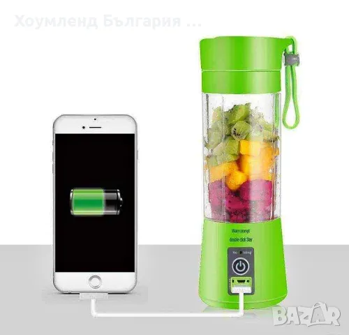 Преносима безжична блендер бутилка 380мл 2в1 с акумулаторна батерия, снимка 4 - Друга електроника - 48767653