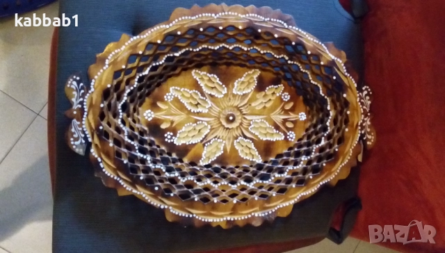 Декоративна дървена купа или чиния ръчно направена 38см / 27см, снимка 13 - Други - 52918725