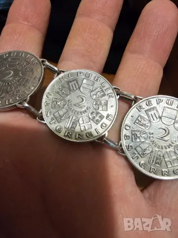 Старинна солидна сребърна гривна Австрийски шилинг 1931 г - старинна майсторска изработка сребро, снимка 9 - Гривни - 50208582