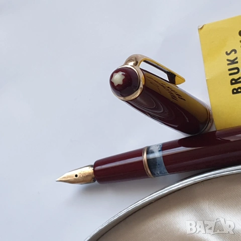 Писалка Montblanc 252 в цвят бордо със златен писец 585, снимка 6 - Антикварни и старинни предмети - 53066872