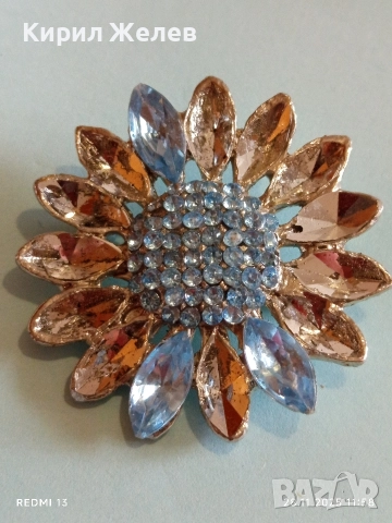 Брошка с форма на цвете със тюркоазени камъни 34514, снимка 6 - Други - 52571667
