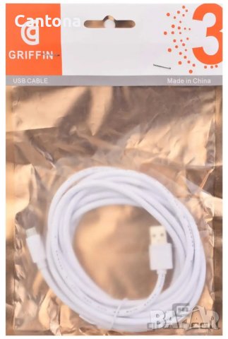 Griffin micro USB гумиран кабел за мобилни устройства - 3 метра, снимка 2 - USB кабели - 40419191
