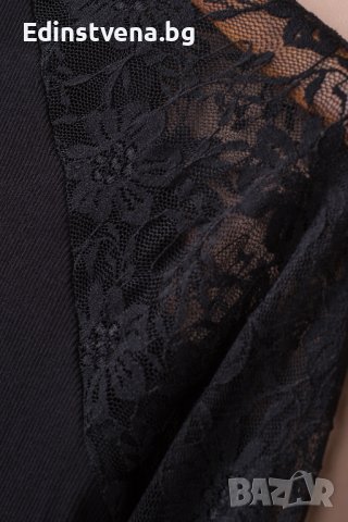 Дамска блуза в черно с дълги дантелени ръкави, снимка 7 - Блузи с дълъг ръкав и пуловери - 43503282