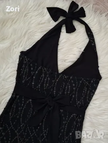 РАЗКОШНА черна рокля тюл с подплата - цялата обшита с пайети и синци, снимка 13 - Рокли - 48087016