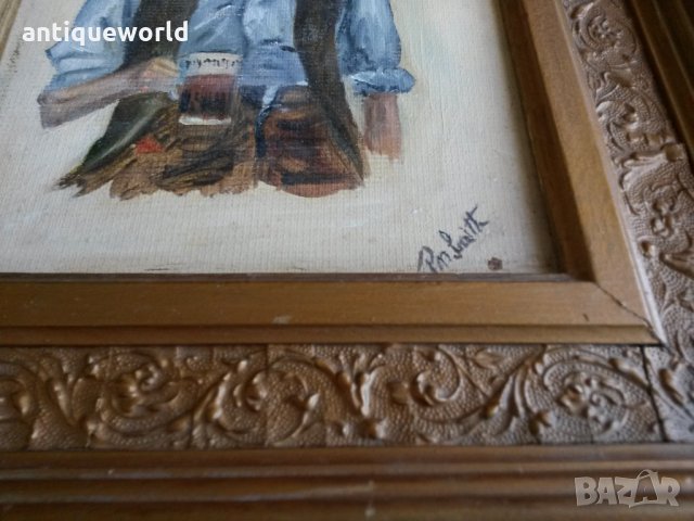 Стара Авторска Английска Картина Подписана, снимка 2 - Антикварни и старинни предмети - 27284935