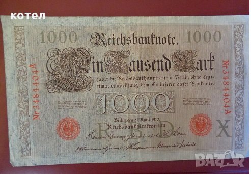 Reichsbanknote Германия 1000 Марк 21 април 1910 г., снимка 1 - Нумизматика и бонистика - 28772596