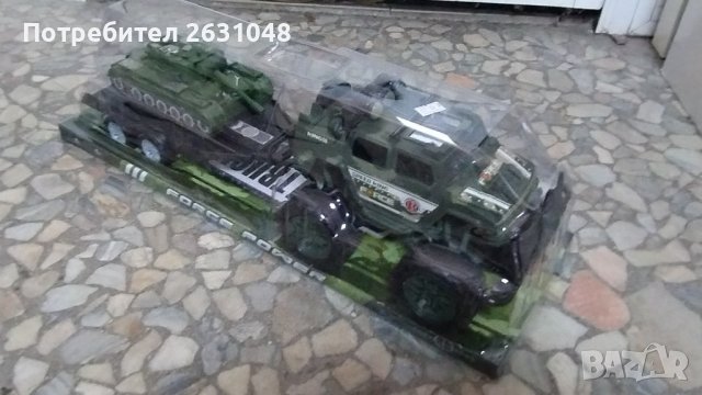детска играчка военна кола с ремарке с танк, снимка 9 - Коли, камиони, мотори, писти - 44101816