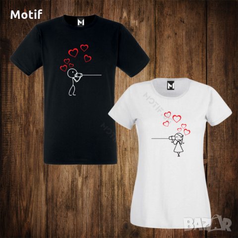 Тениски за двойки - Свети Валентин - мъжка тениска + дамска тениска , снимка 1 - Тениски - 27767706