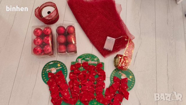 Коледна червена декорация за елха, снимка 7 - Декорация за дома - 52511784