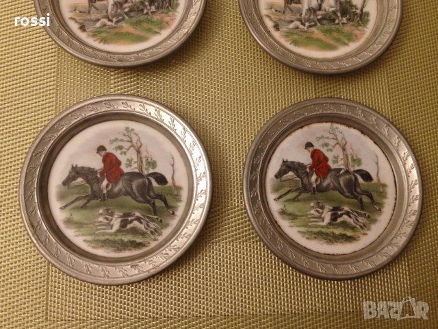 Нови! Старинни немски чинии ловна тематика рисуван порцелан и калай, чиния чинийки, снимка 9 - Антикварни и старинни предмети - 43170636