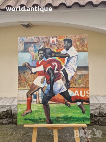 Страхотна антикварна картина масло върху платно 