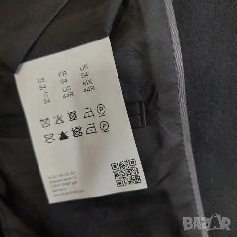 Мъжко черно вълнено кашмирено палто Hugo Boss "Stratus3" с нормална кройка размер М-Л , снимка 8 - Палта - 52133504