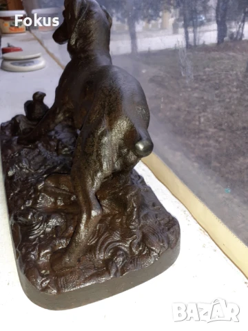 Прекрасна статуетка фигура на ловно куче от чугун, снимка 5 - Антикварни и старинни предмети - 51083448